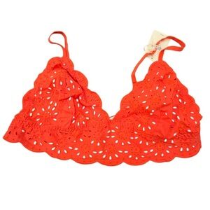 Jasmine + Ginger Eyelet Bralette‎ Size XL Poppy Red NWT Lingerie Intimate